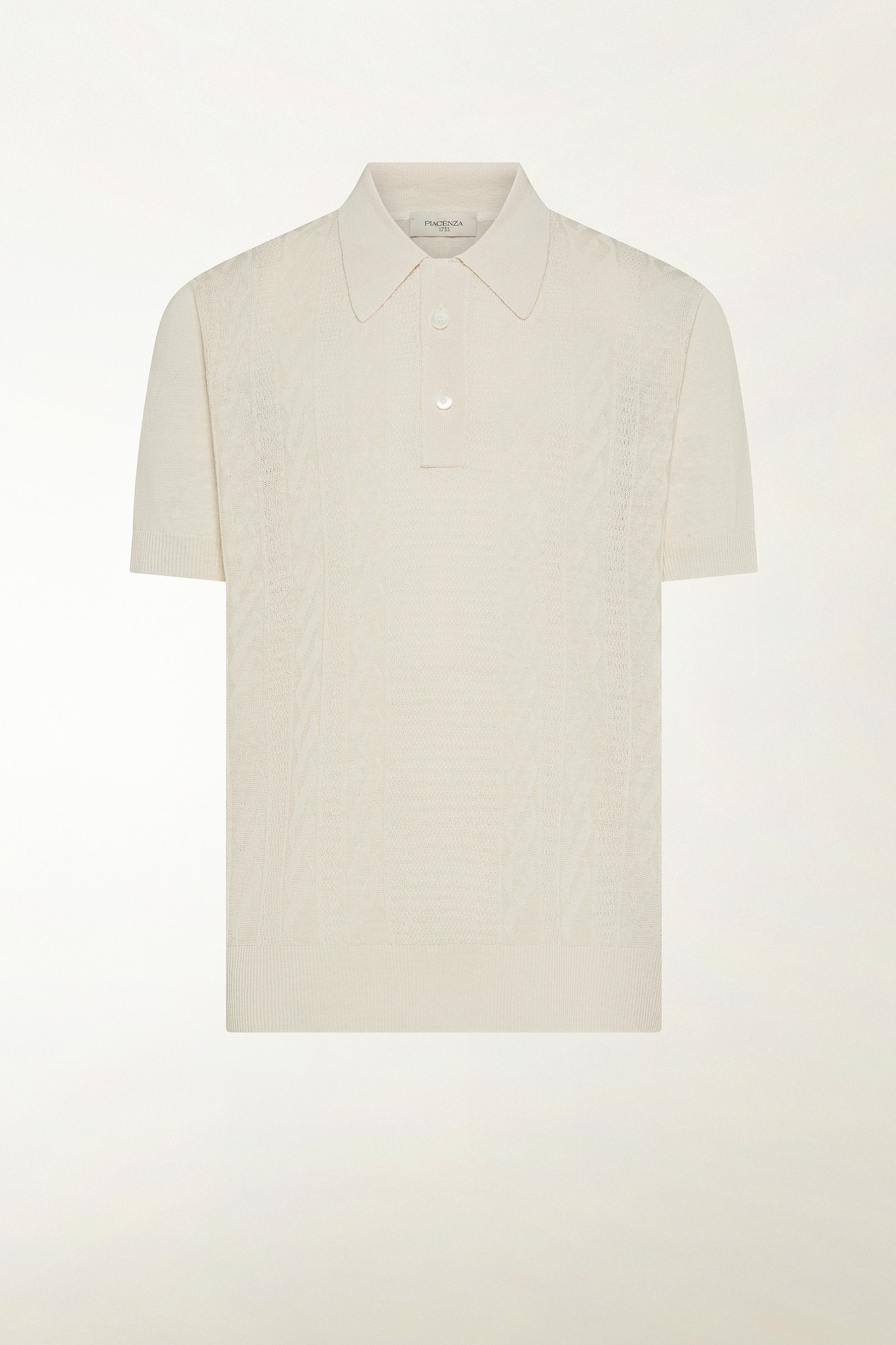 Cream-colored silk and linen polo shirt | PIACENZA 1733
