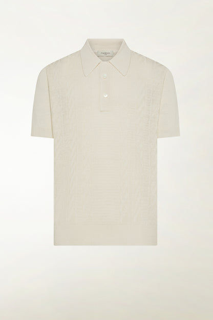 Cream-colored silk and linen polo shirt | PIACENZA 1733