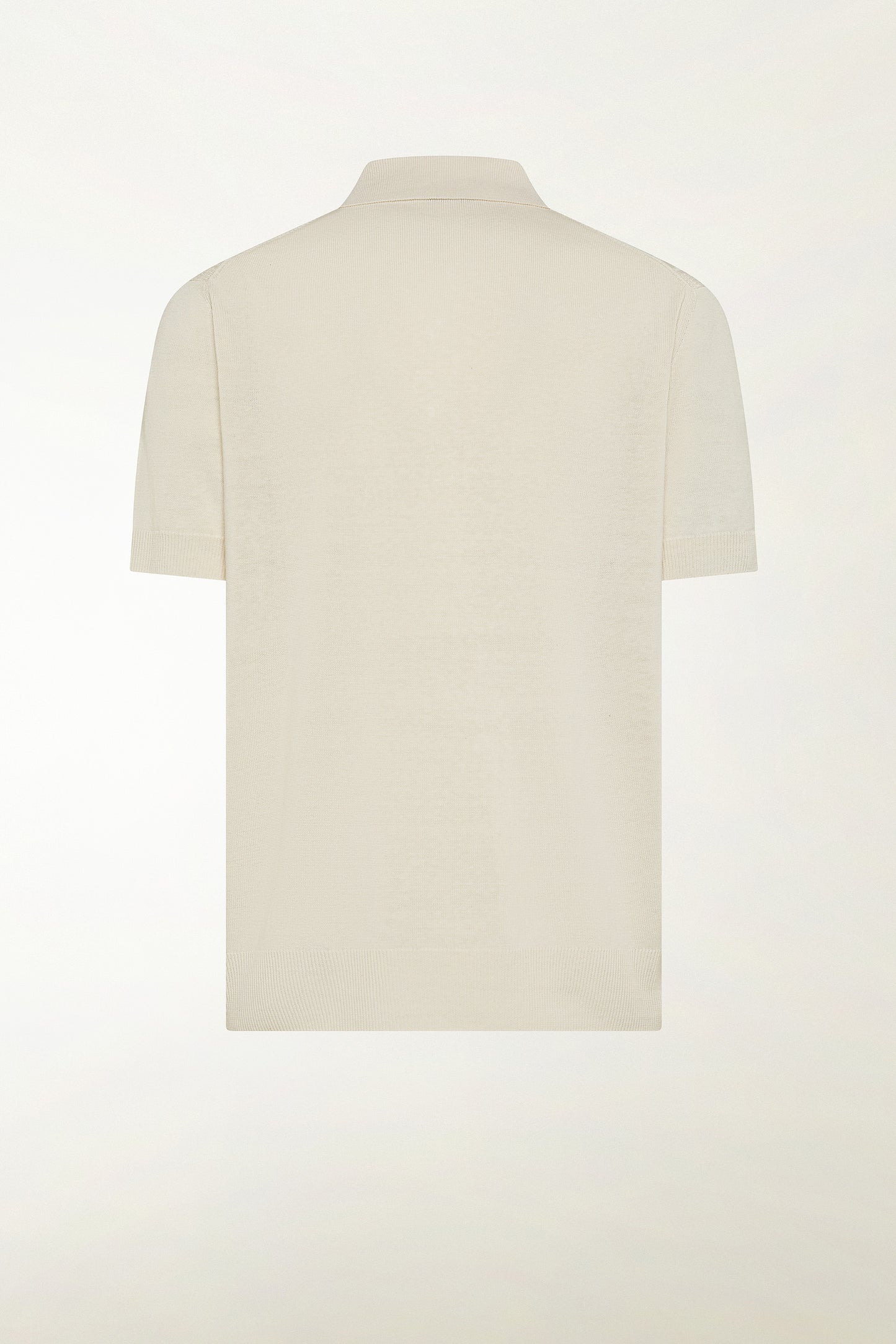 Cream-colored silk and linen polo shirt
