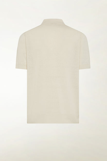 Cream-colored silk and linen polo shirt | PIACENZA 1733