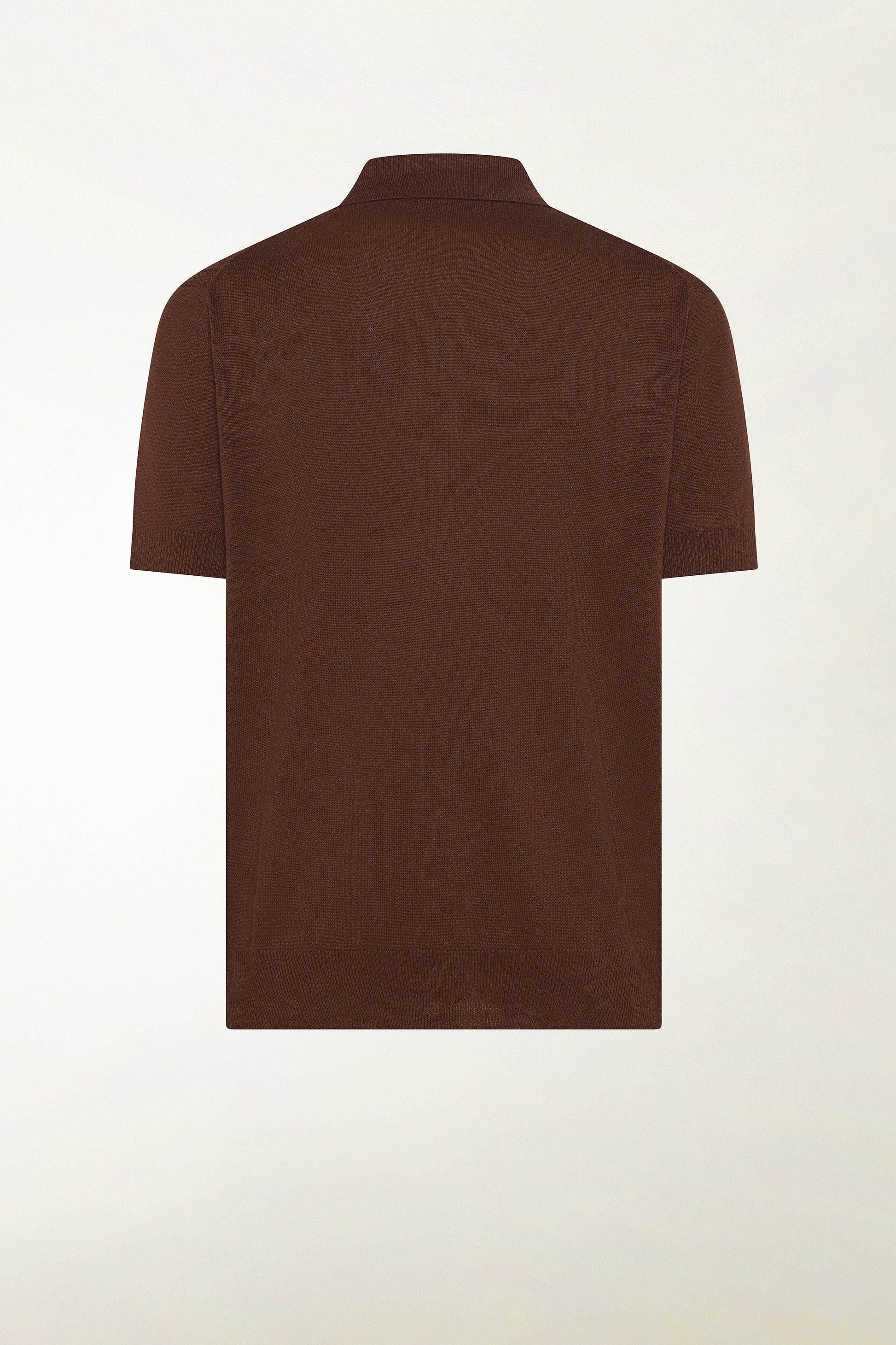 Brown silk and linen polo shirt | PIACENZA 1733