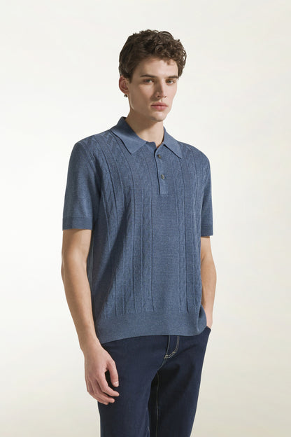 Bluette silk and linen polo shirt | PIACENZA 1733