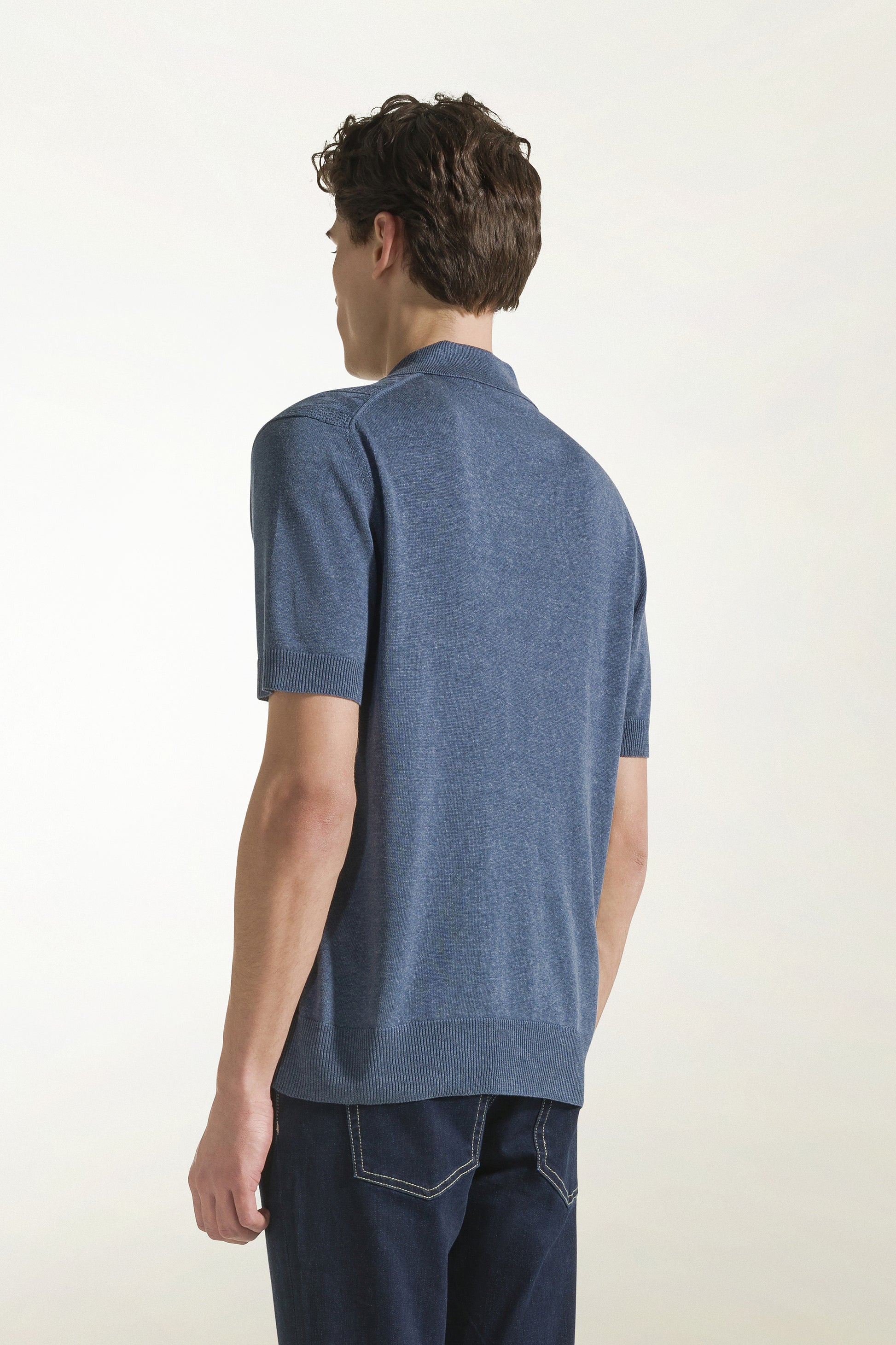 Bluette silk and linen polo shirt | PIACENZA 1733