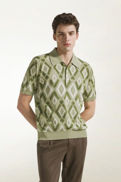 Green silk and cotton polo shirt | PIACENZA 1733