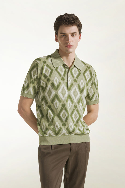 Polo in seta e cotone colore verde - Polo Uomo | PIACENZA 1733