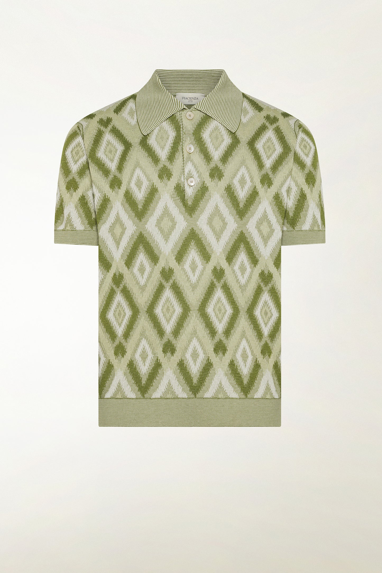 Green silk and cotton polo shirt
