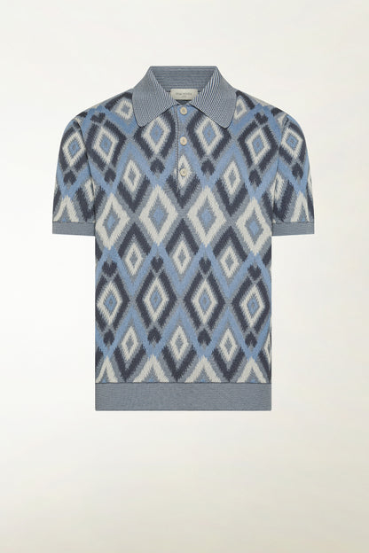 Polo in seta e cotone colore blu | PIACENZA 1733