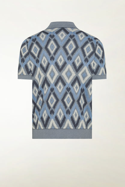 Polo in seta e cotone colore blu | PIACENZA 1733