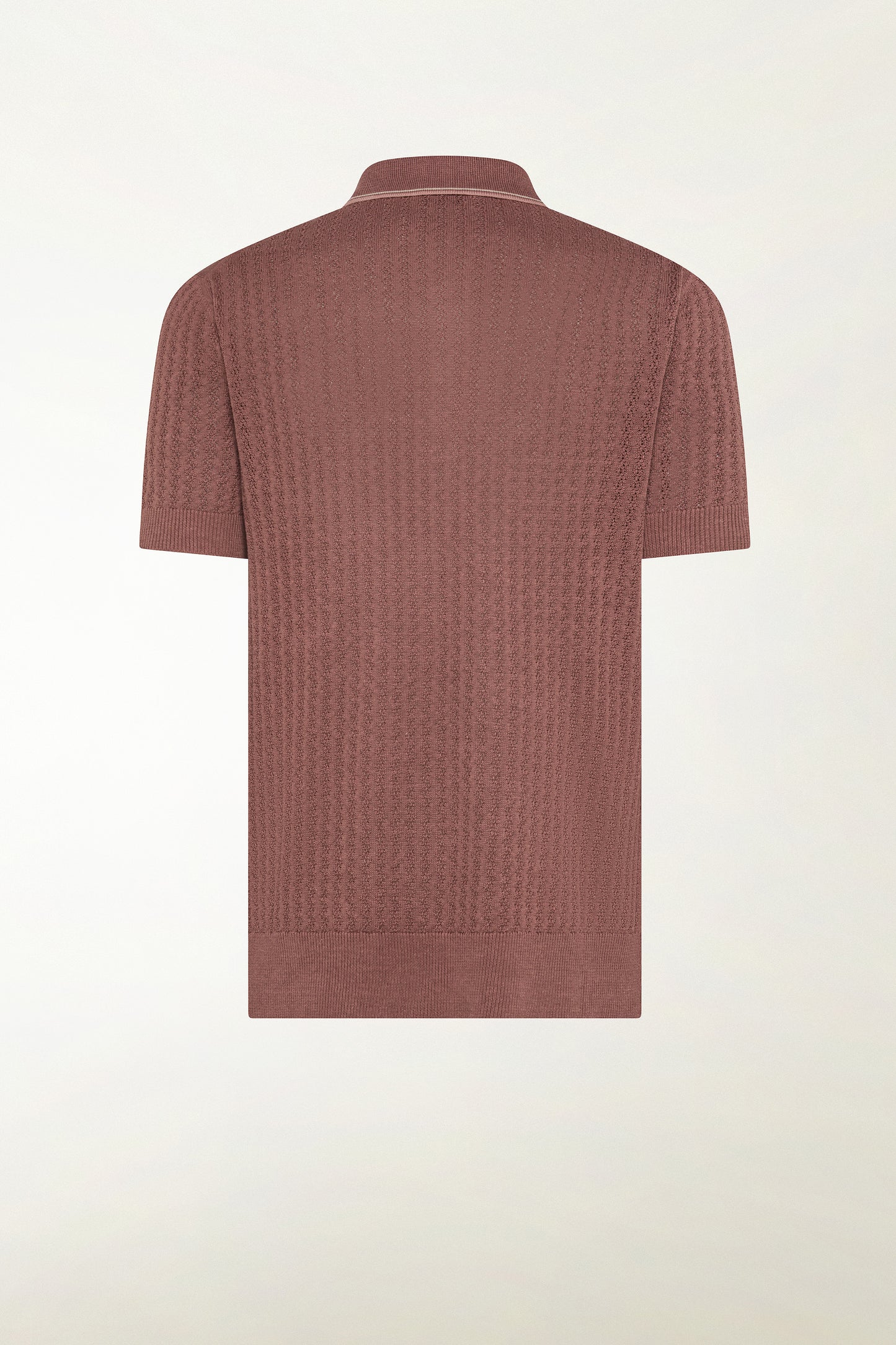 Silk and linen polo shirt in antique pink and powder pink