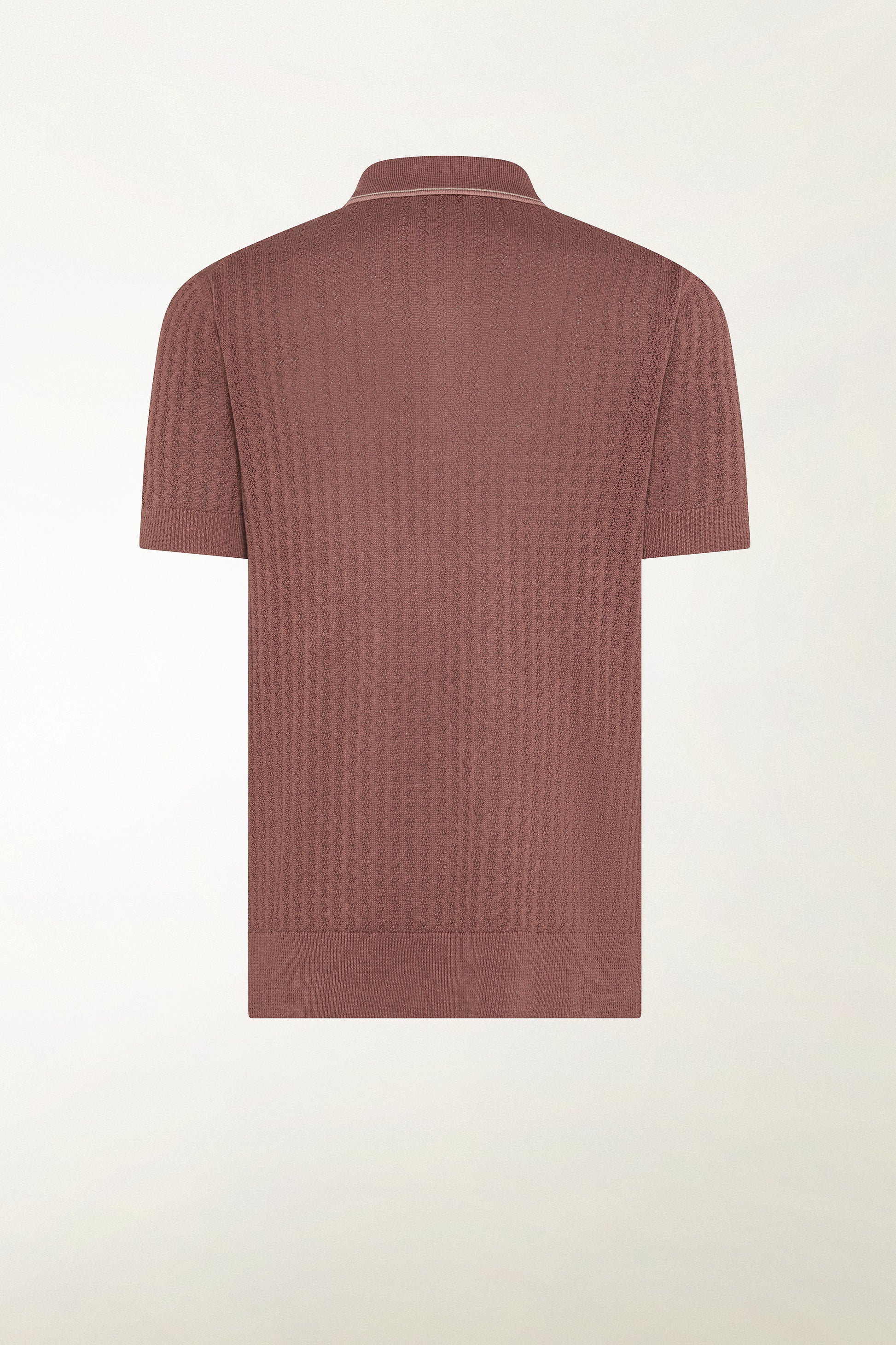 Silk and linen polo shirt in antique pink and powder pink | PIACENZA 1733