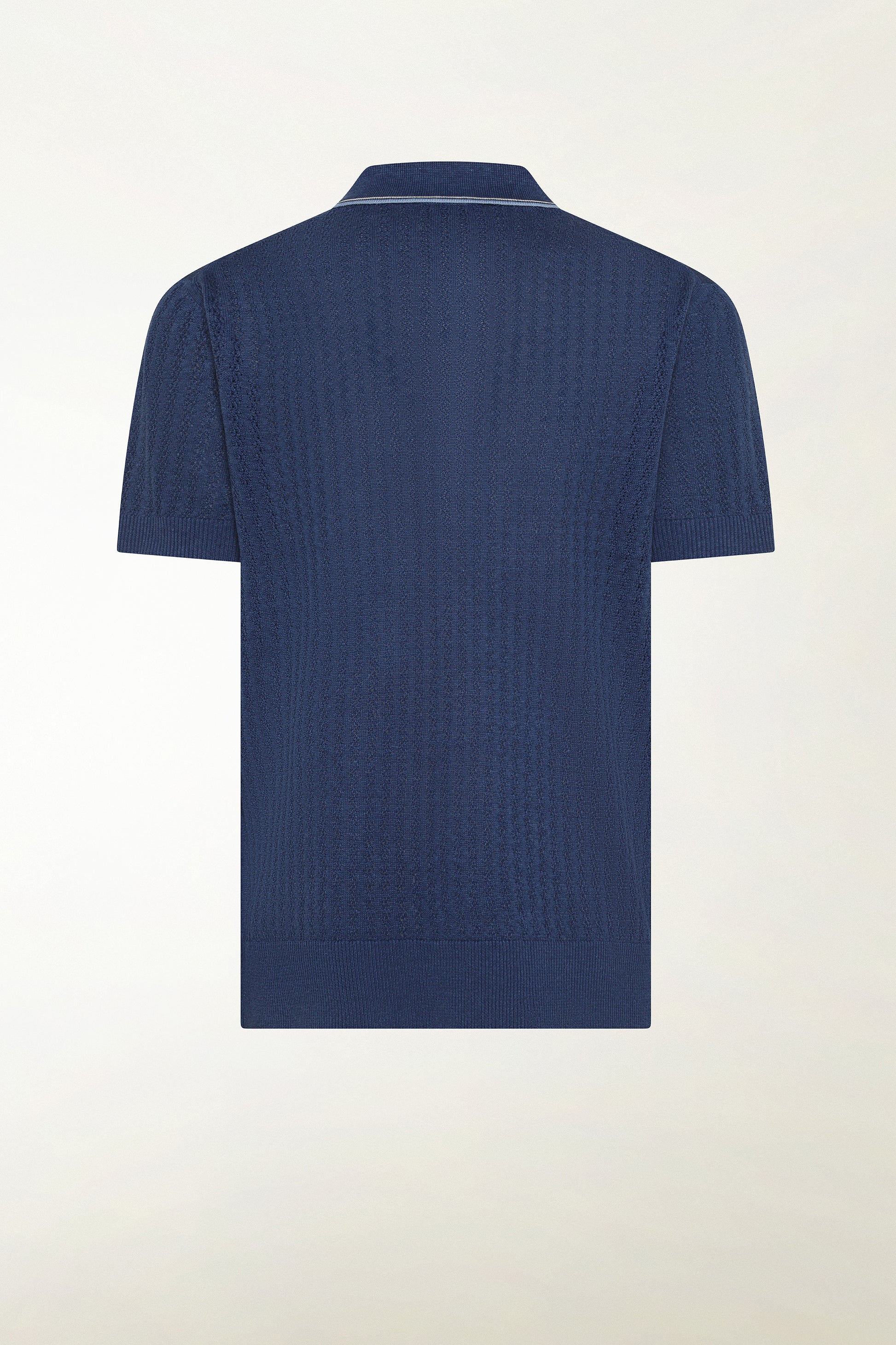 Blue and light blue silk and linen polo shirt | PIACENZA 1733