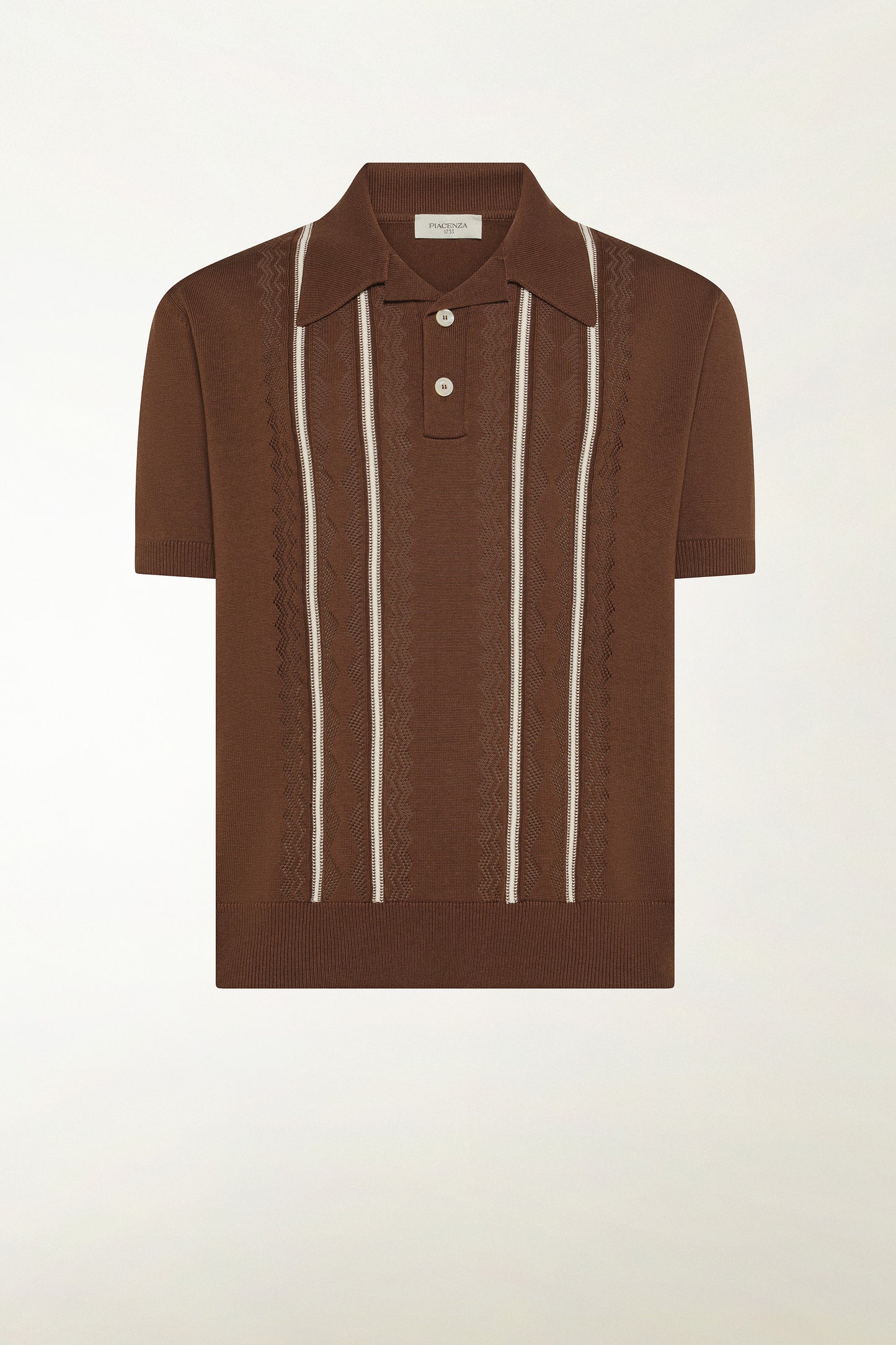 Brown silk and cotton polo shirt