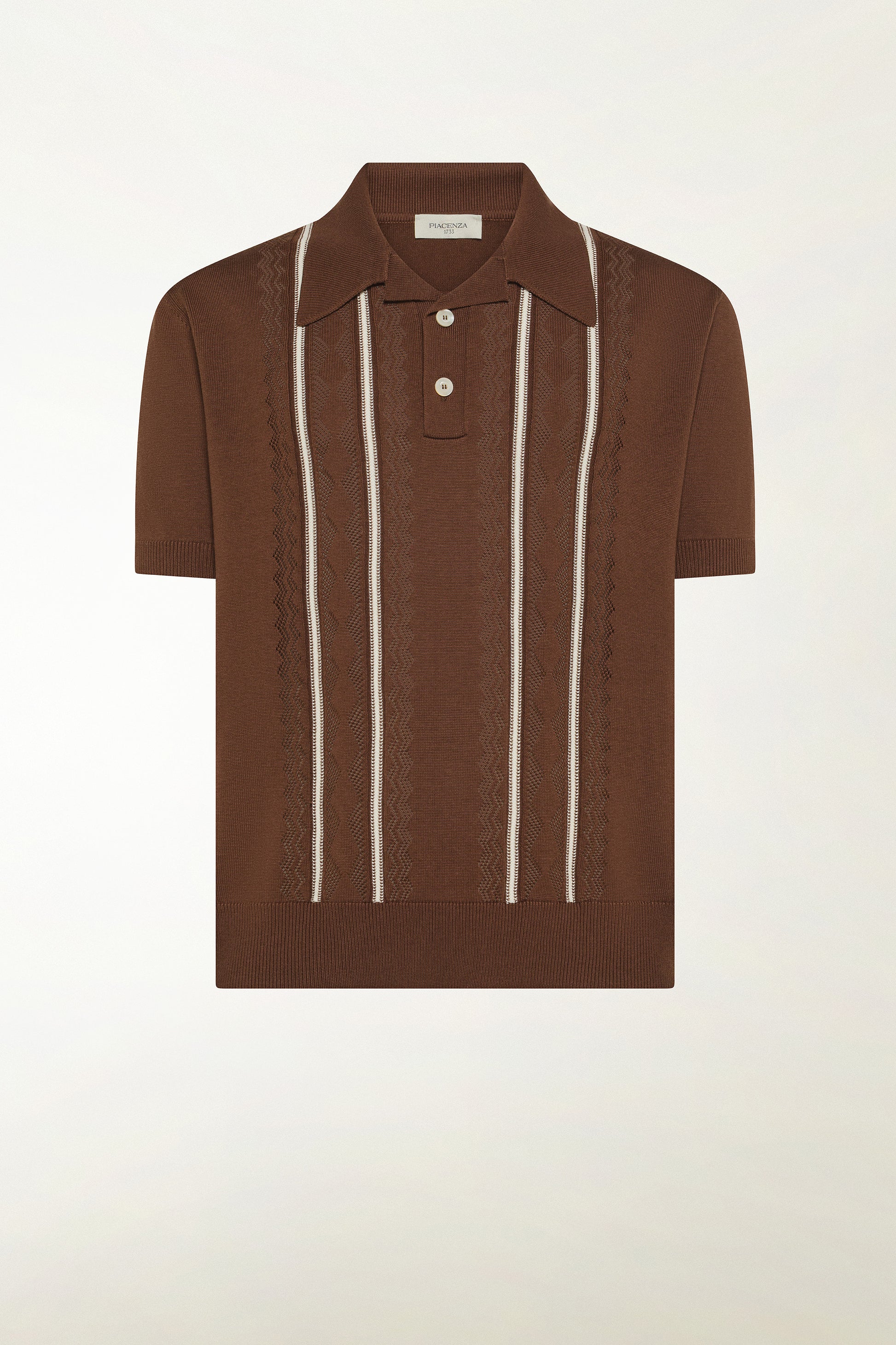 Brown silk and cotton polo shirt | PIACENZA 1733