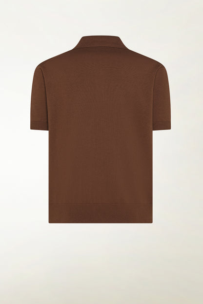 Brown silk and cotton polo shirt | PIACENZA 1733