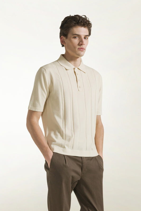 Cream-colored cotton polo shirt - Men's Polo Shirts | PIACENZA 1733