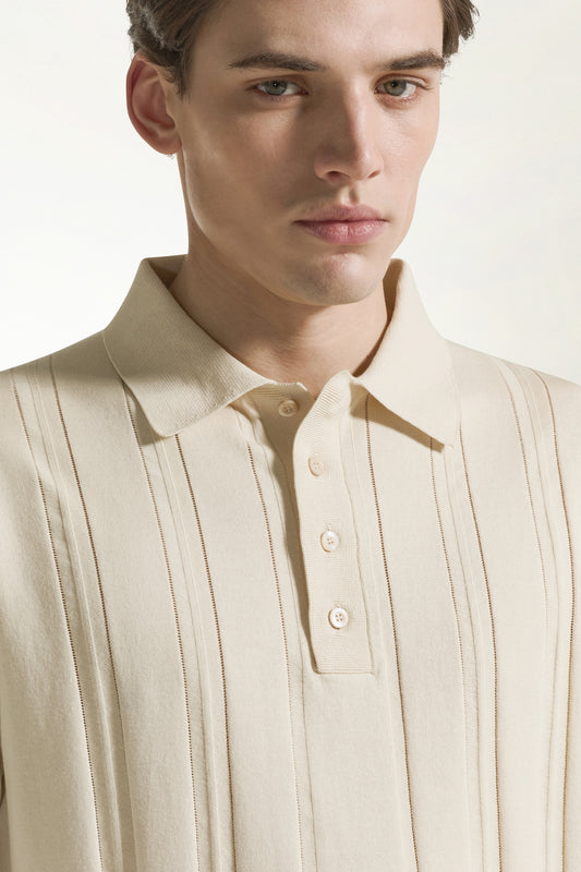 Cream-colored cotton polo shirt - Men's Polo Shirts | PIACENZA 1733