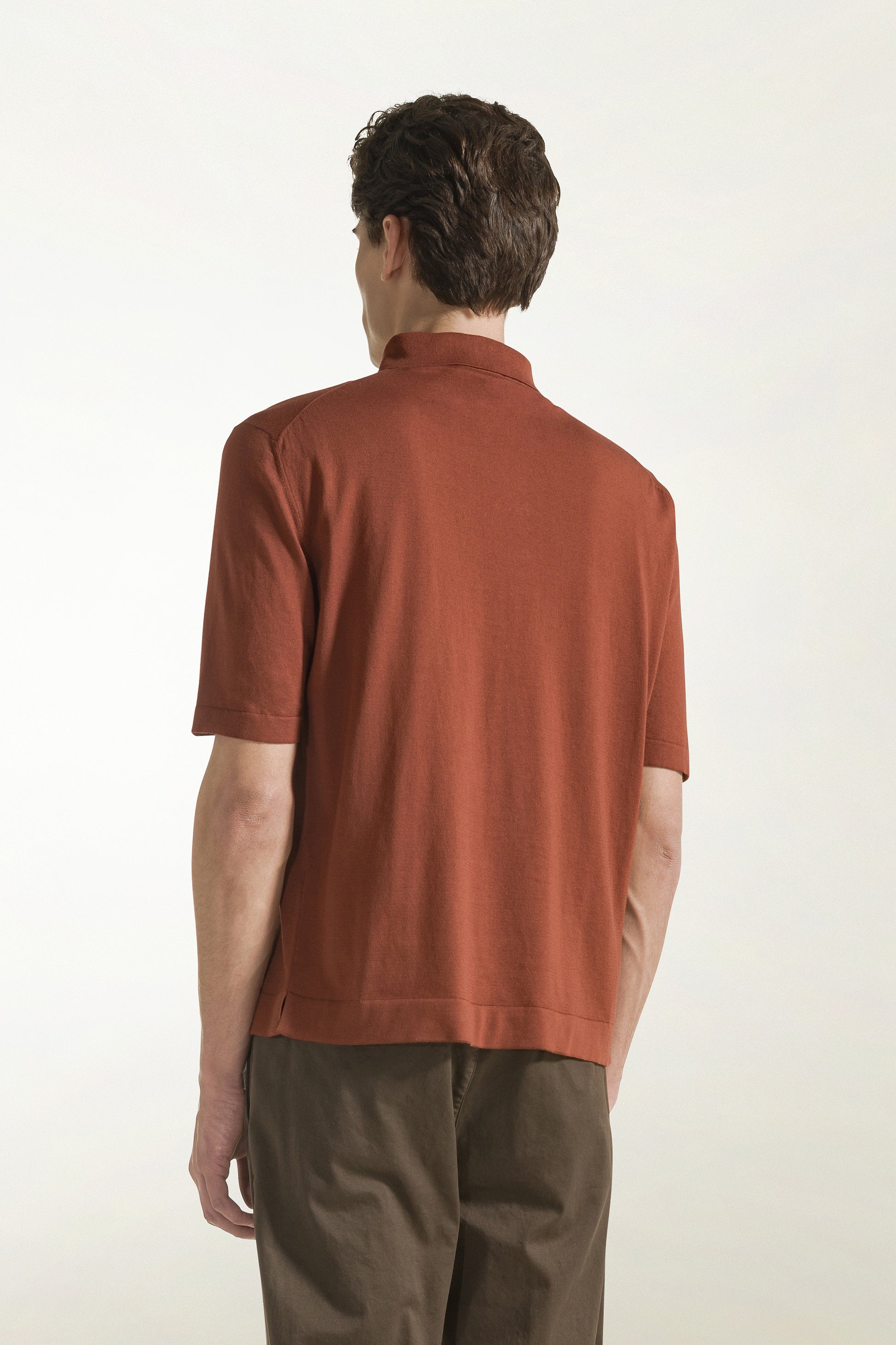 Brick-colored cotton polo shirt | PIACENZA 1733