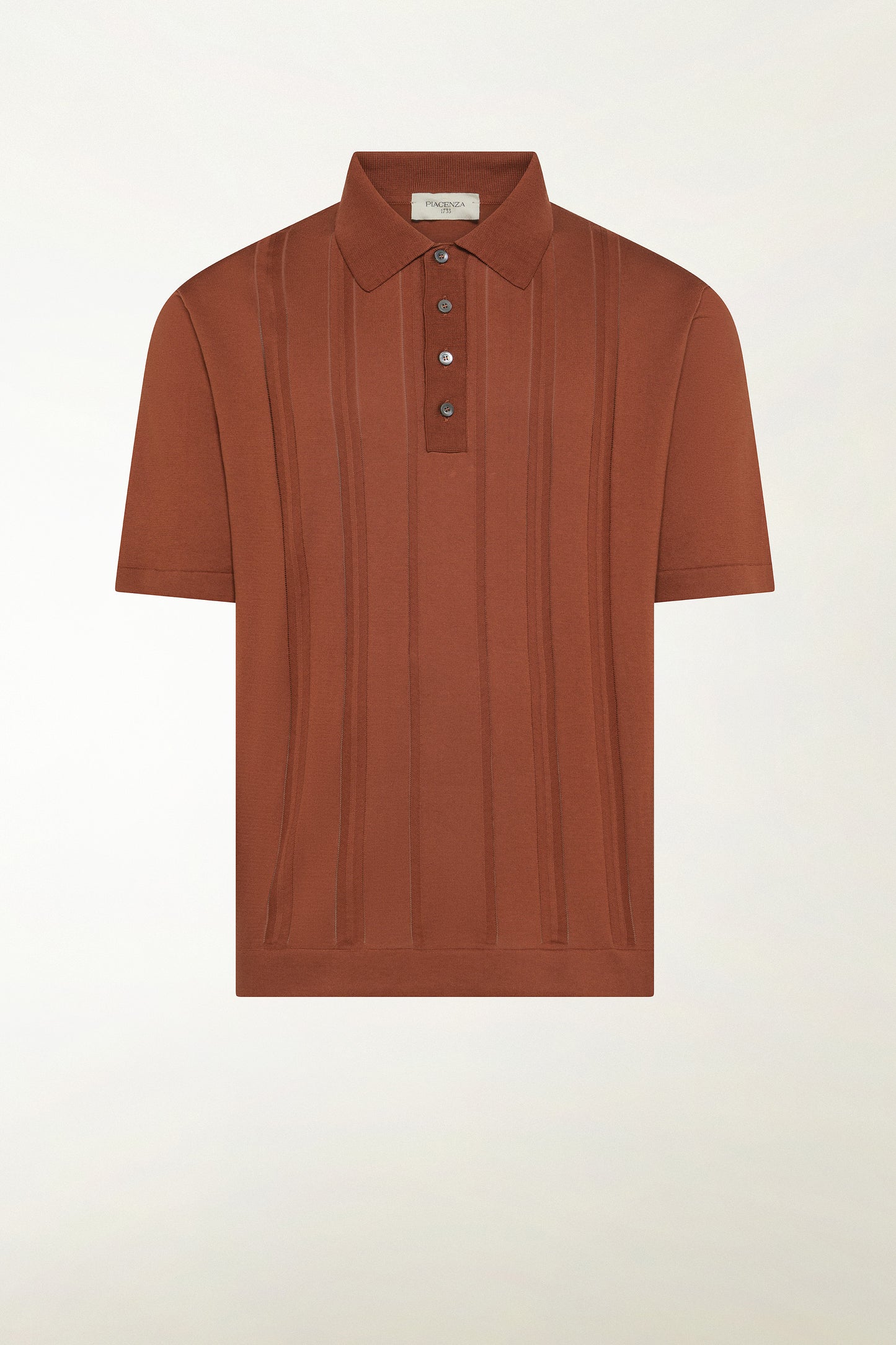 Brick-colored cotton polo shirt