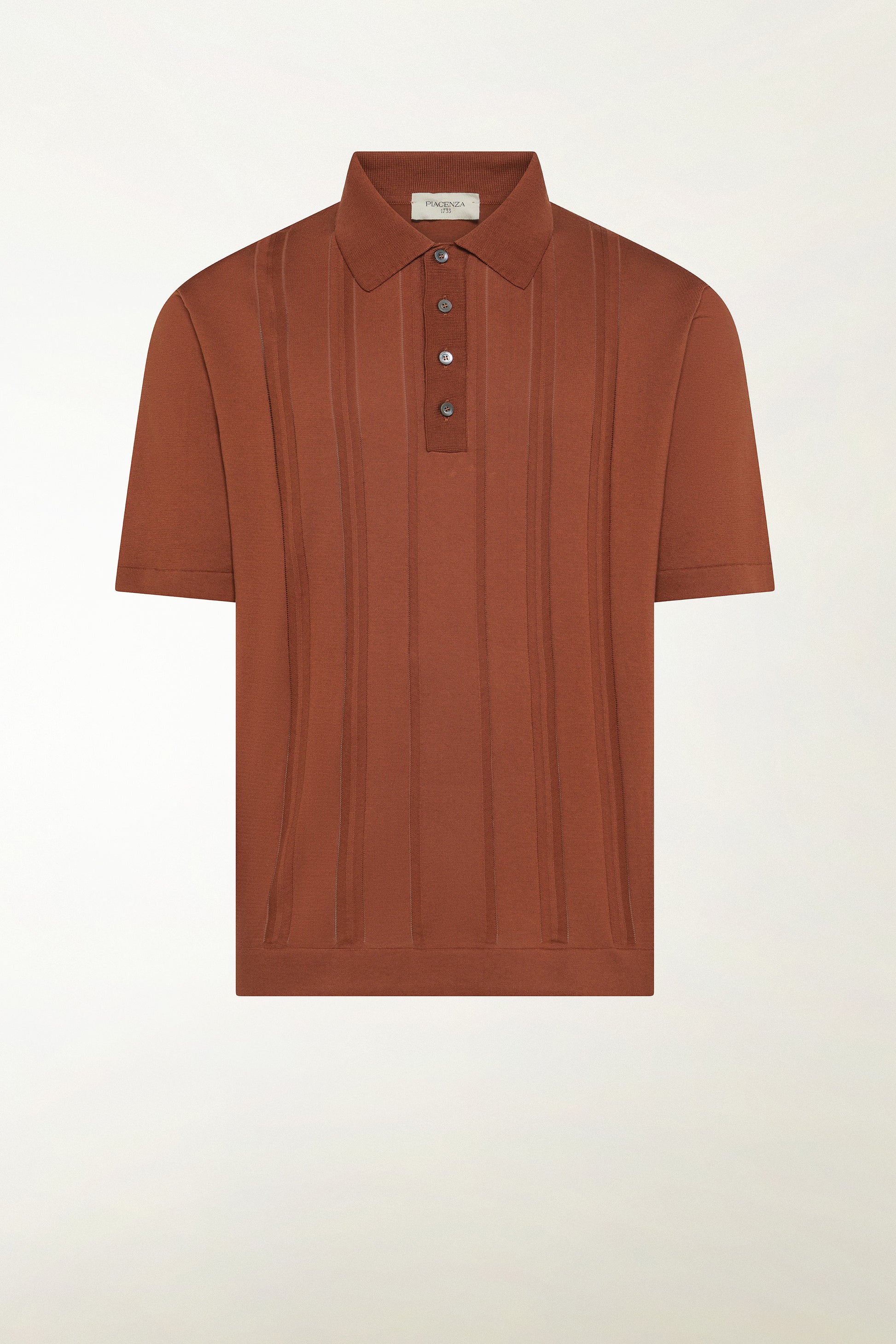 Brick-colored cotton polo shirt | PIACENZA 1733