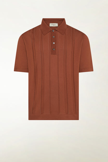 Brick-colored cotton polo shirt | PIACENZA 1733