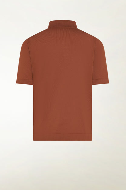 Brick-colored cotton polo shirt | PIACENZA 1733