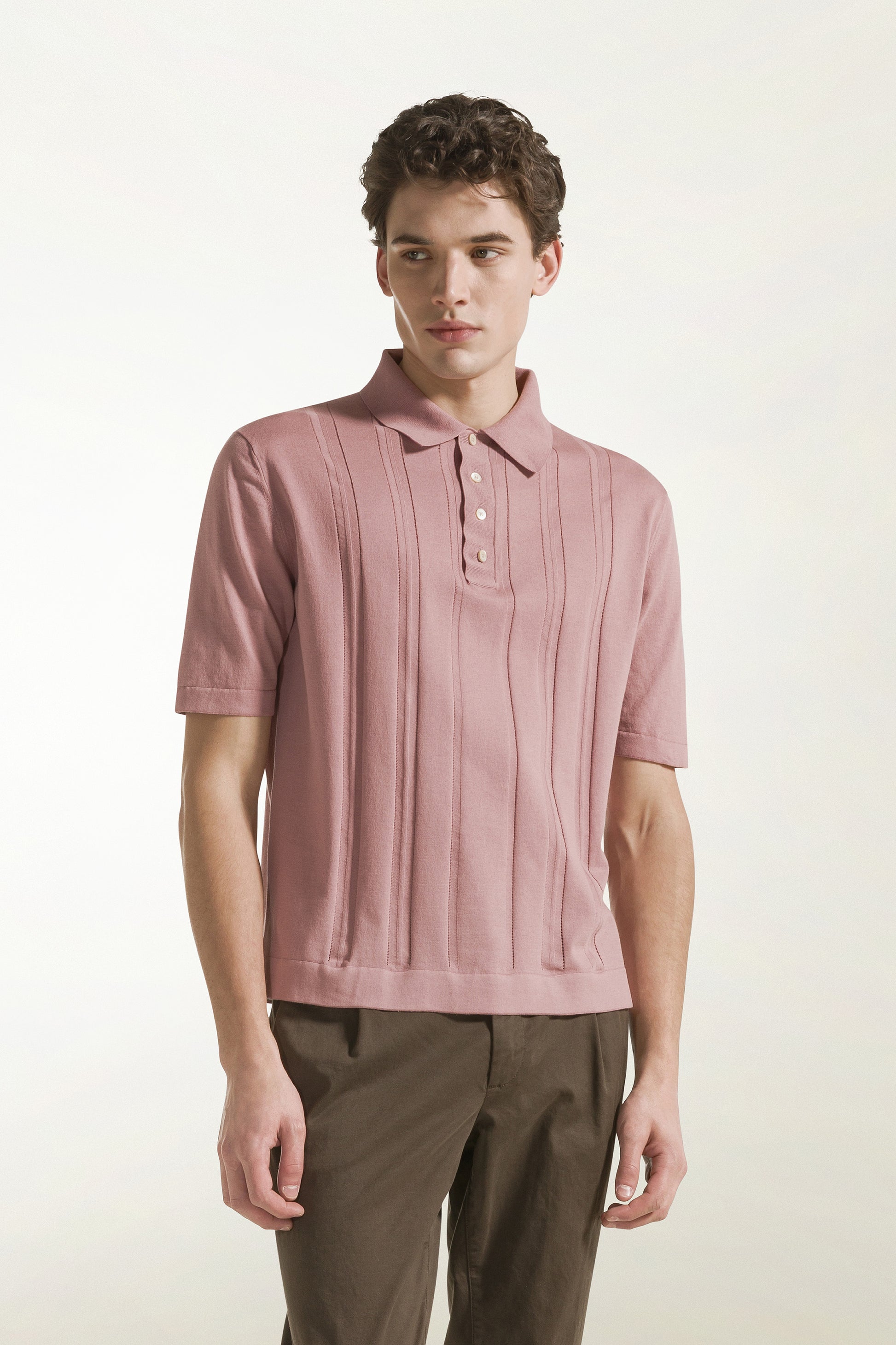 Antique pink cotton polo shirt | PIACENZA 1733