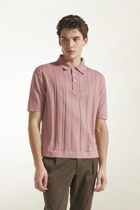 Antique pink cotton polo shirt - Men's Polo Shirts | PIACENZA 1733