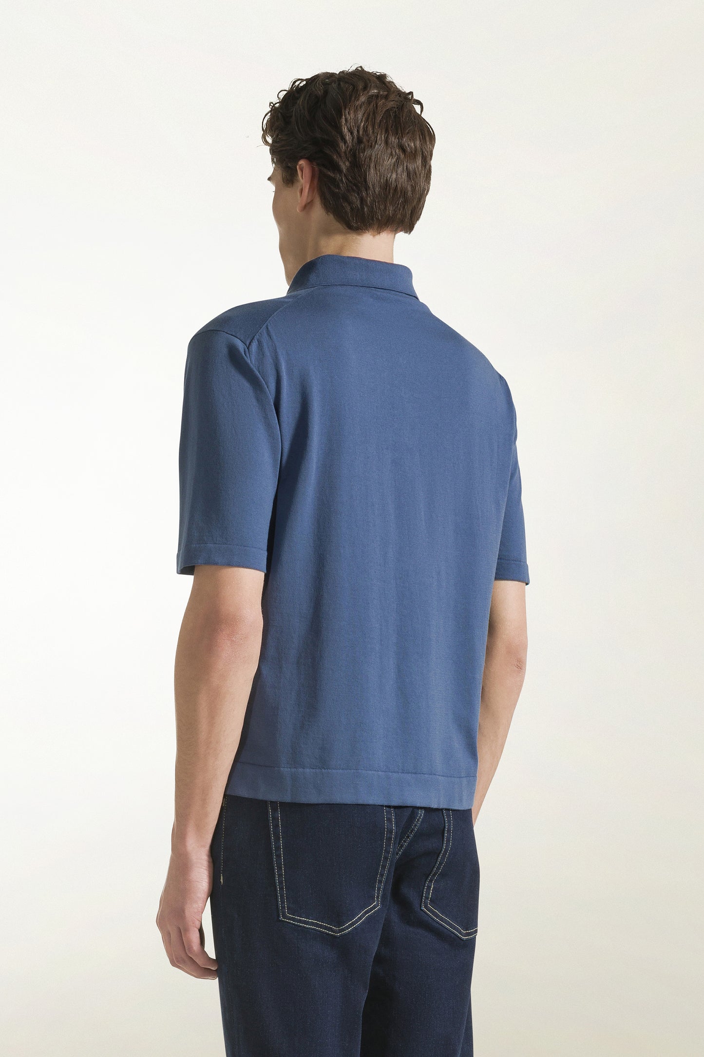 Indigo blue cotton polo shirt