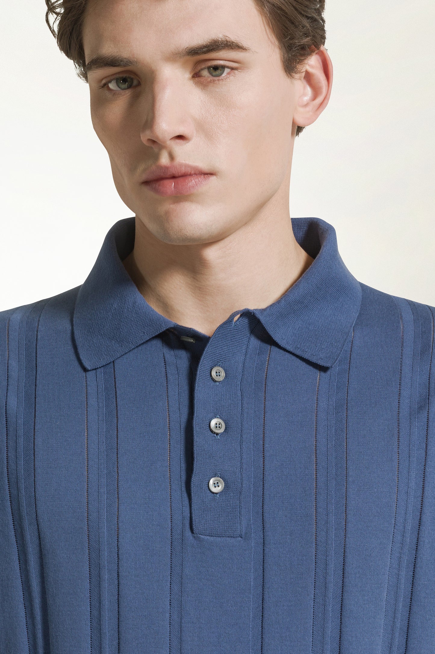 Indigo blue cotton polo shirt