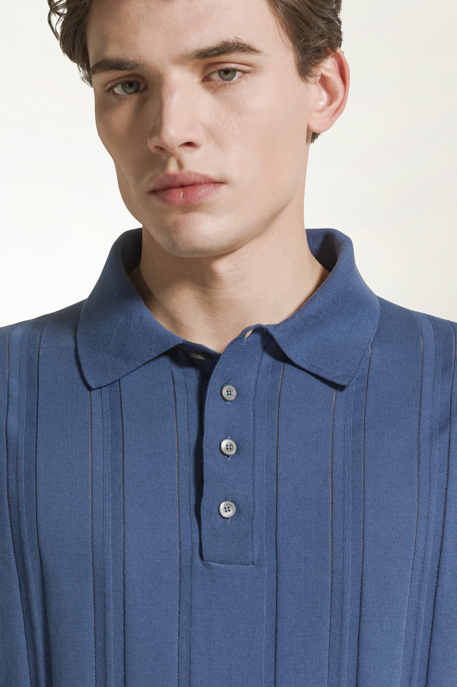 Indigo blue cotton polo shirt | PIACENZA 1733