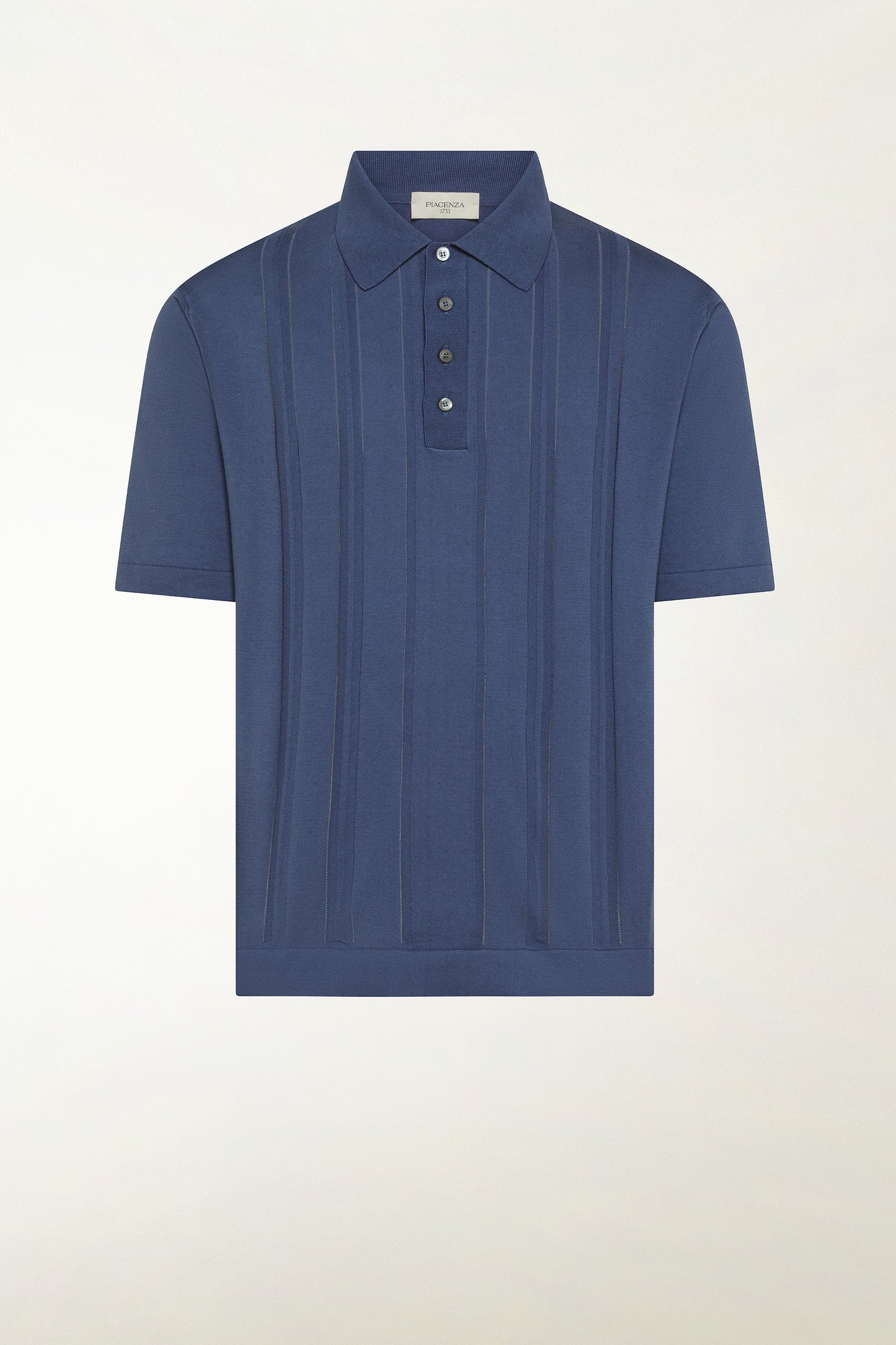 Indigo blue cotton polo shirt