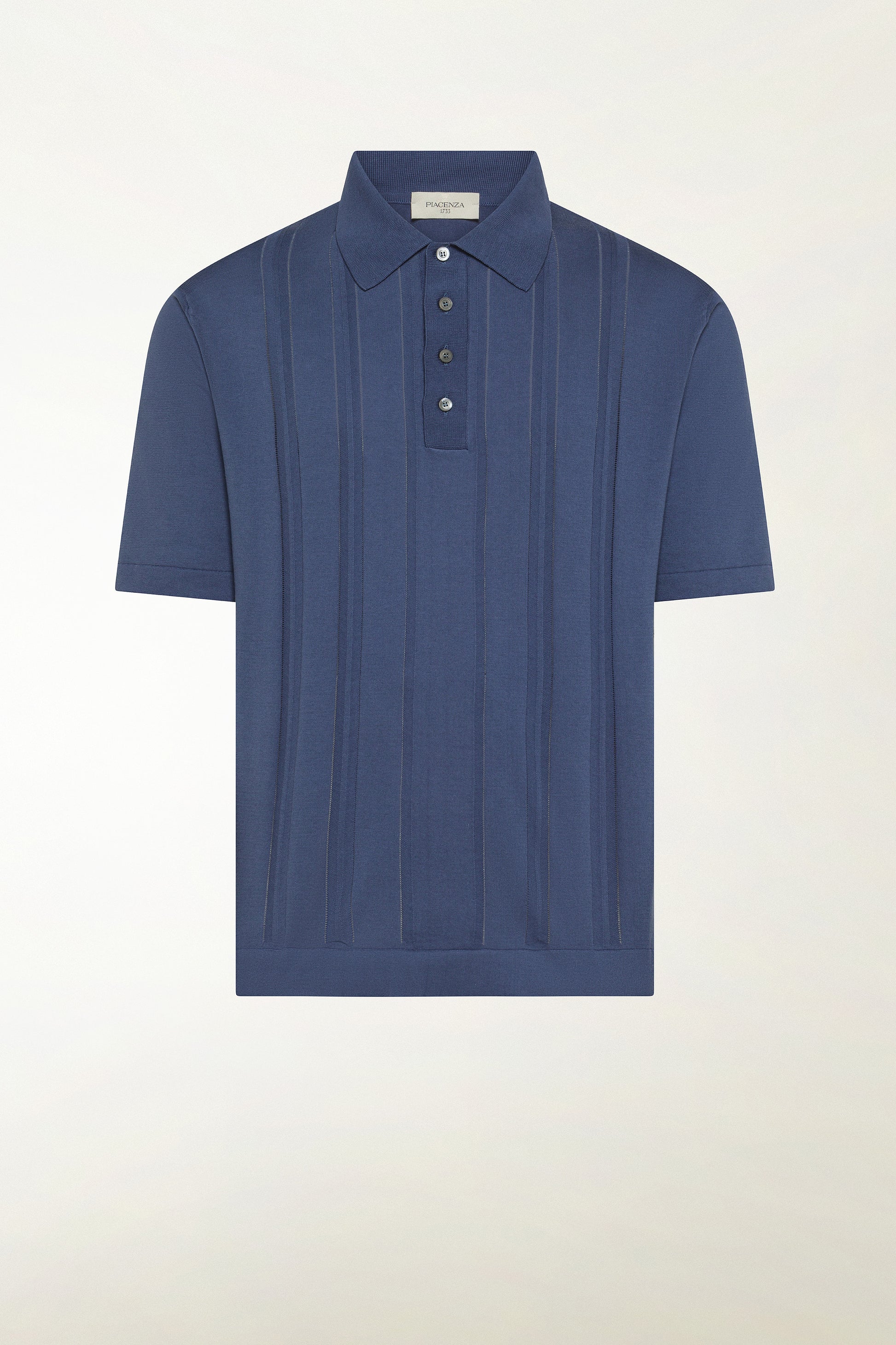 Indigo blue cotton polo shirt | PIACENZA 1733