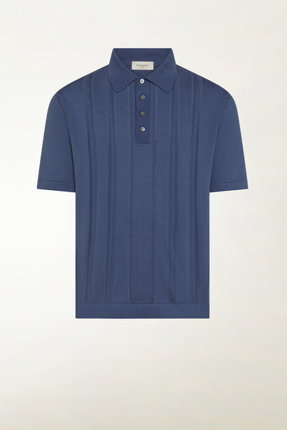 Indigo blue cotton polo shirt | PIACENZA 1733
