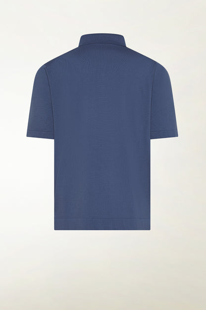 Indigo blue cotton polo shirt | PIACENZA 1733