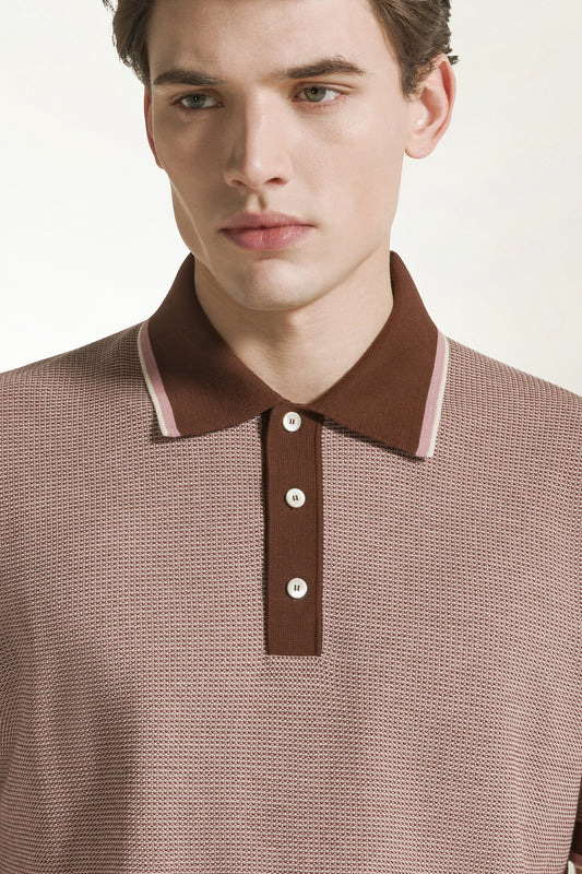 Brown and pink cotton polo shirt - Men's Polo Shirts | PIACENZA 1733