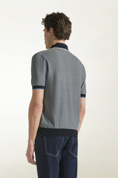 Blue and white cotton polo shirt | PIACENZA 1733