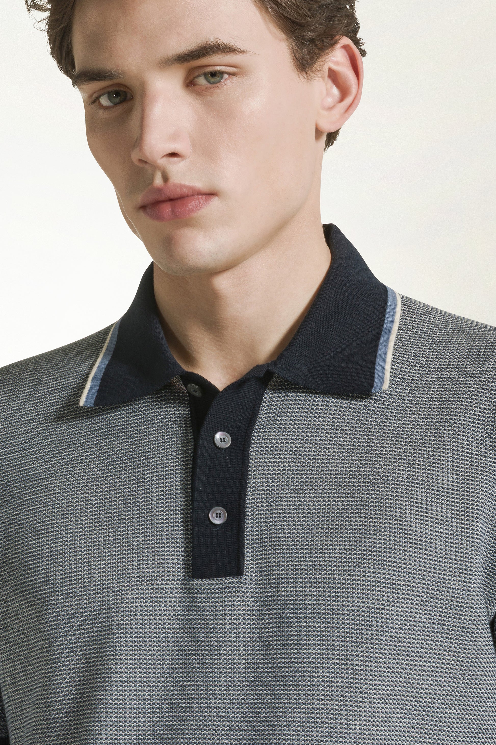Blue and white cotton polo shirt | PIACENZA 1733