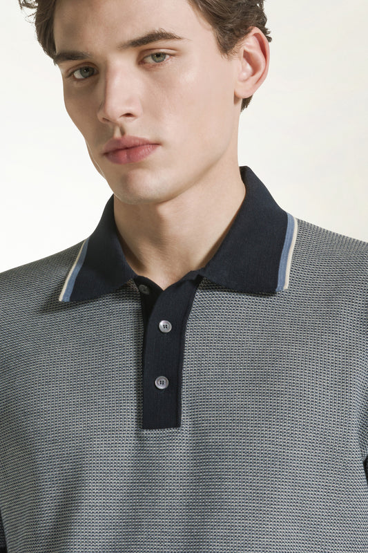 Blue and white cotton polo shirt - New products | PIACENZA 1733
