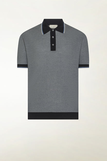 Blue and white cotton polo shirt | PIACENZA 1733