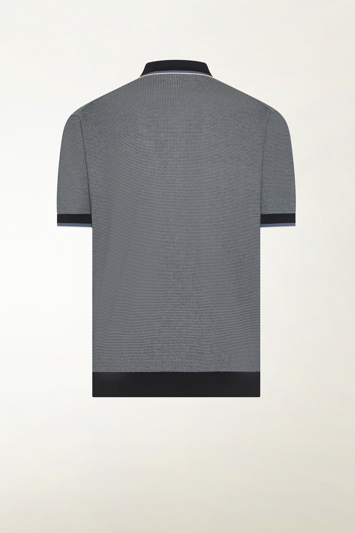Blue and white cotton polo shirt