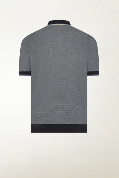 Blue and white cotton polo shirt | PIACENZA 1733