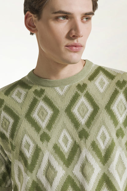 Green silk and cotton crewneck | PIACENZA 1733