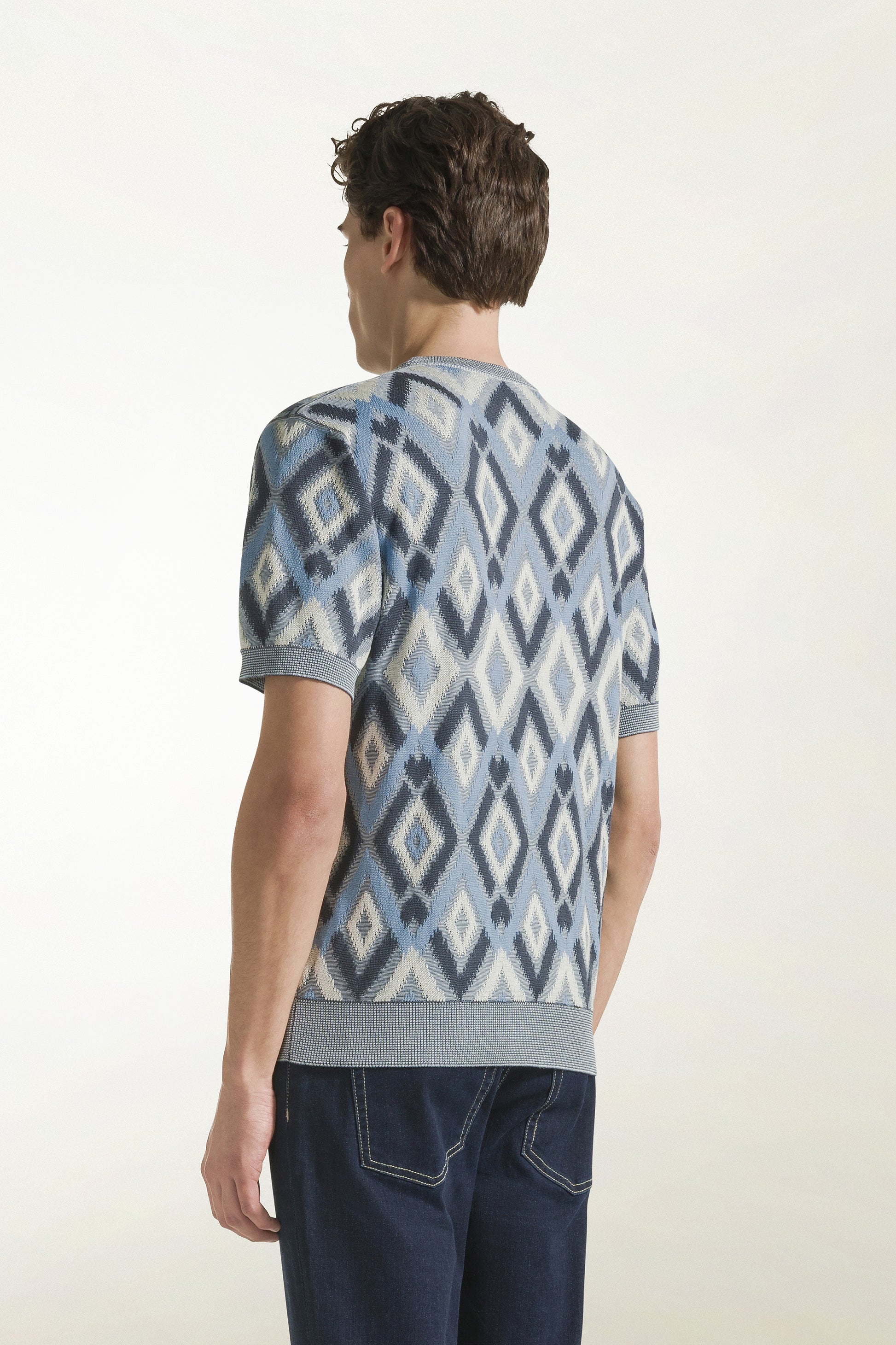Blue silk and cotton crewneck | PIACENZA 1733