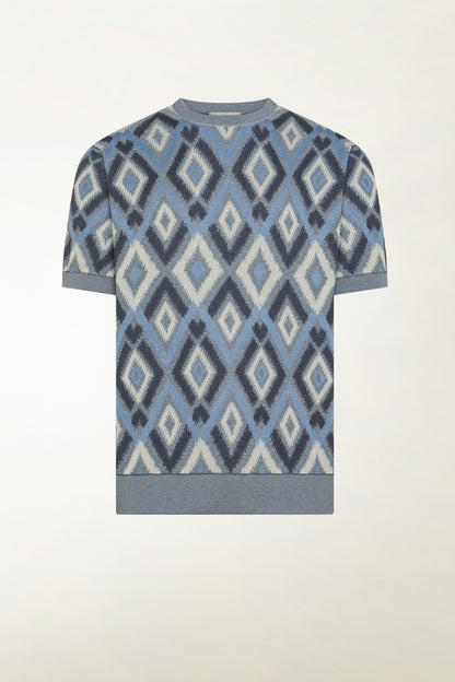 Blue silk and cotton crewneck | PIACENZA 1733