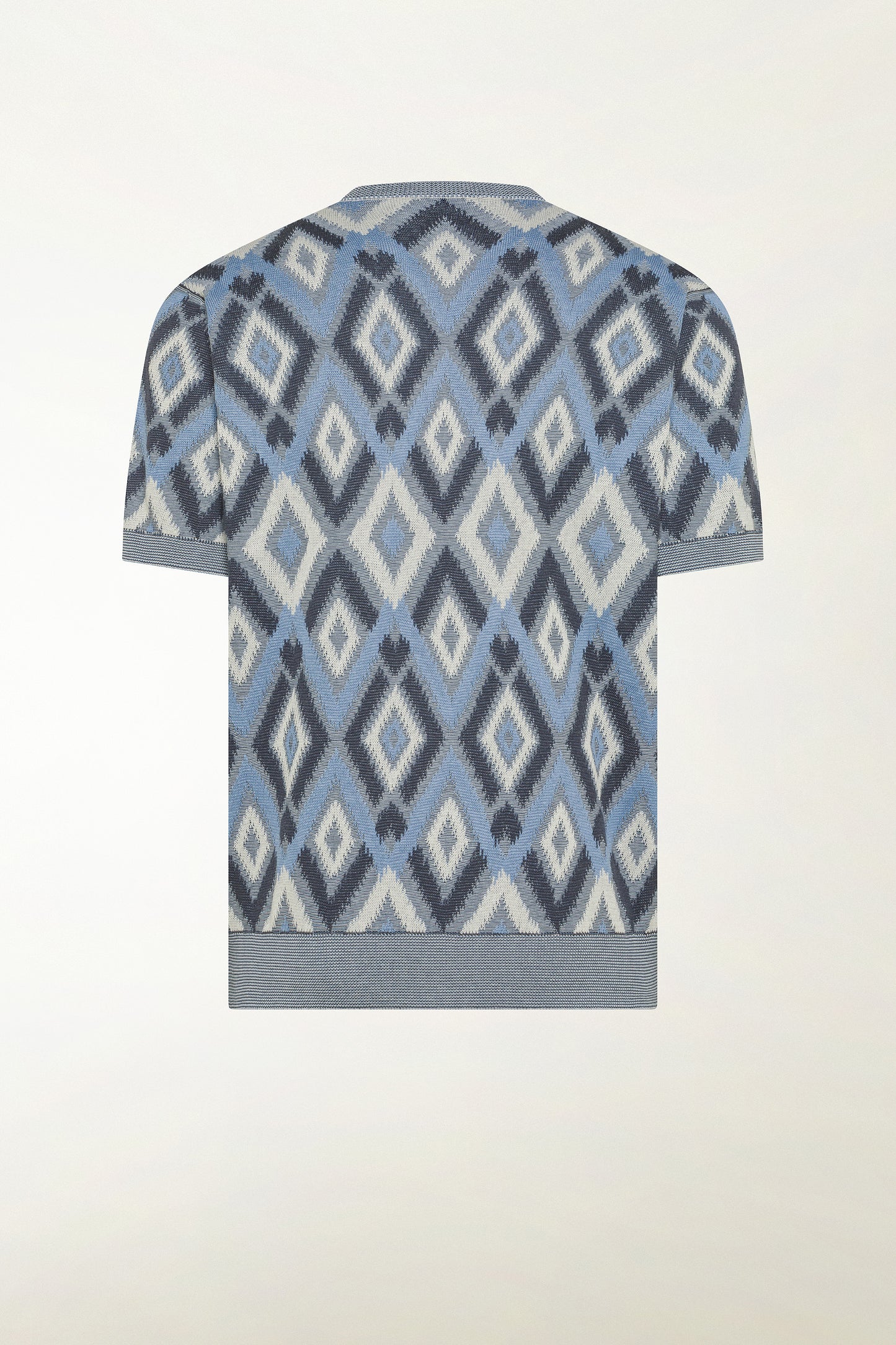 Blue silk and cotton crewneck