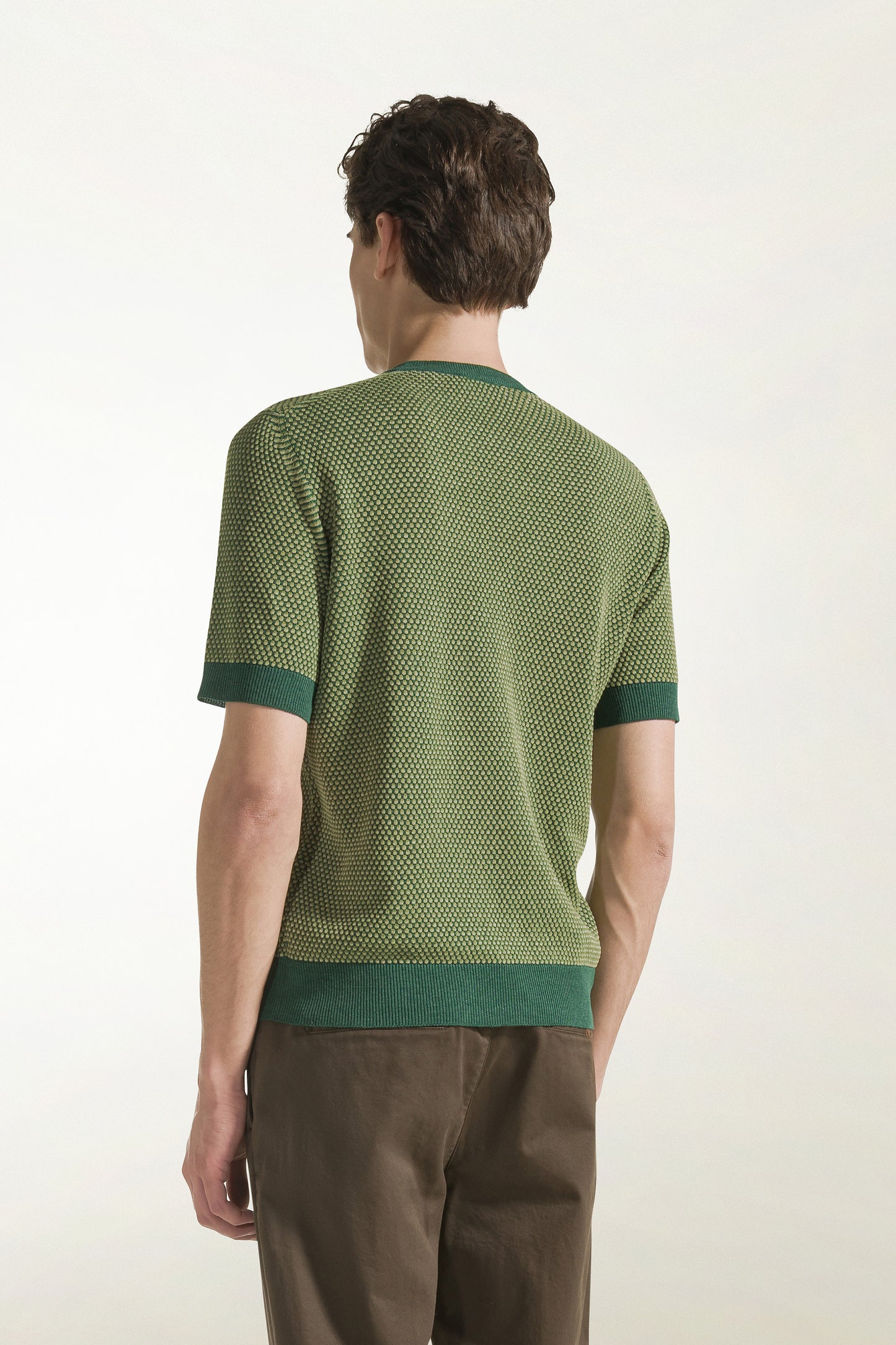 Forest and pea green silk and linen crewneck