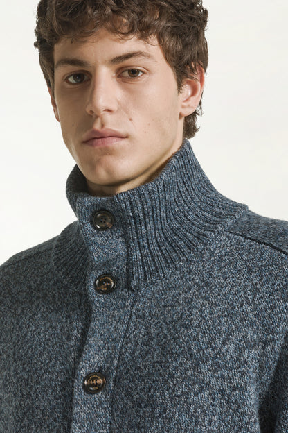 Cardigan in lana color jeans | PIACENZA 1733