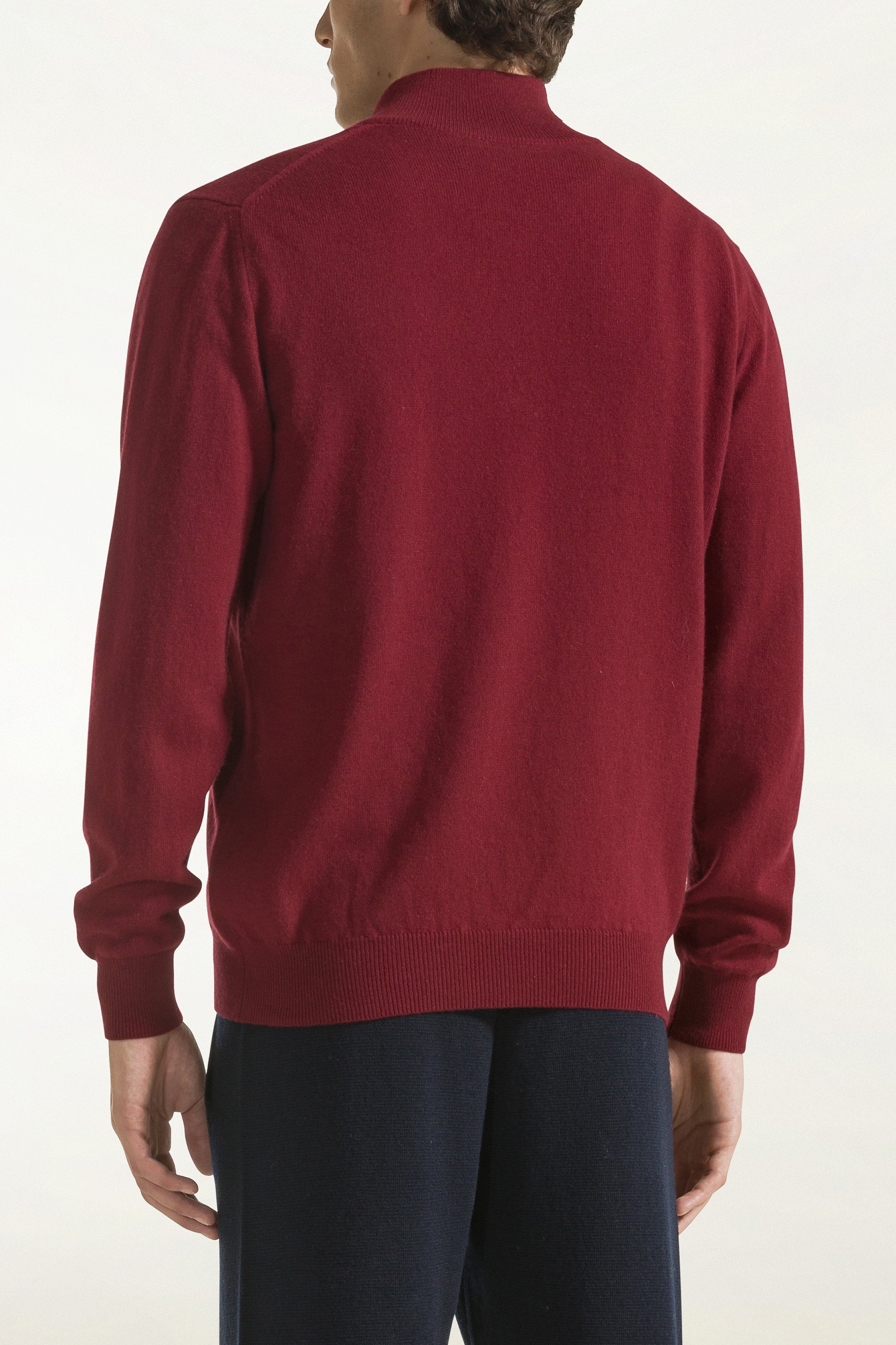 Burgundy cashmere zip-up turtleneck | PIACENZA 1733