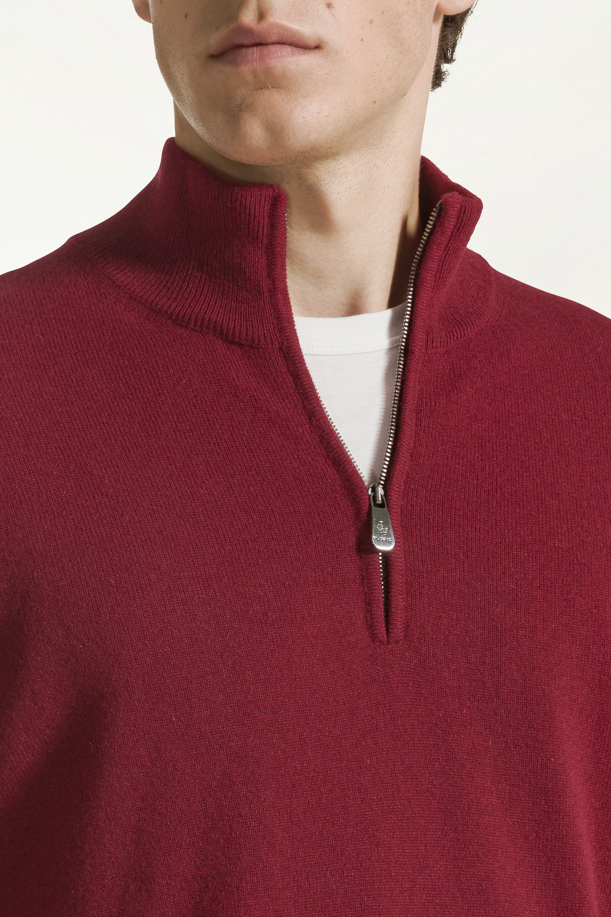 Burgundy cashmere zip-up turtleneck | PIACENZA 1733