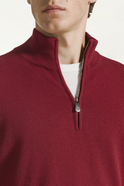 Burgundy cashmere zip-up turtleneck | PIACENZA 1733